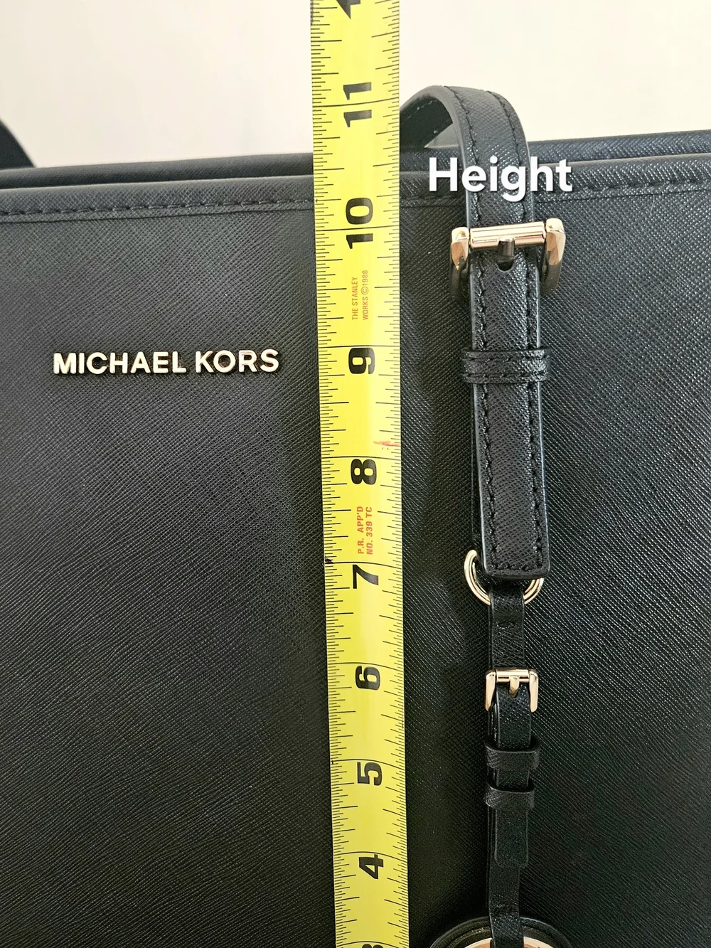Michael Kors Black Saffiano Tote with MK Charm and Gold Hardware - Picture 6 of 8